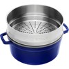 Hrnec STAUB kulatý 26 cm modrý s pařákem_0