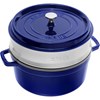 Hrnec STAUB kulatý 26 cm modrý s pařákem_1