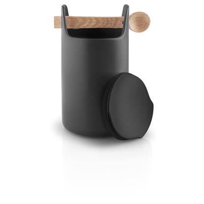 Dóza s dřevěnou lžičkou TOOLBOX, černá - 20 cm_0