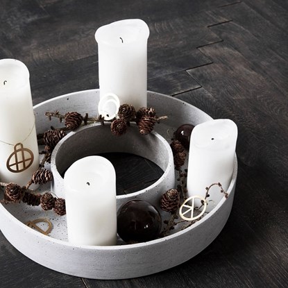 Obrázek Adventní kulatý svícen RING 35 cm šedý