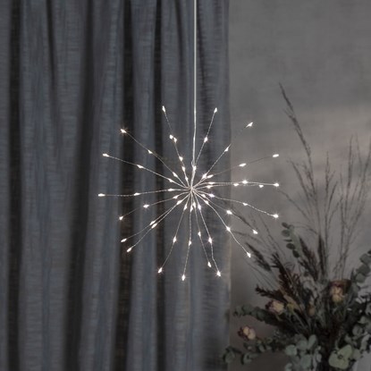 Závěsná LED světelná dekorace FIREWORK 60x LED P.26 cm stříbrná_0