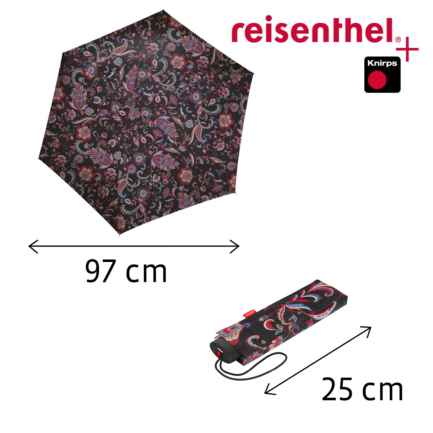 Deštník Umbrella Pocket Mini paisley black_1