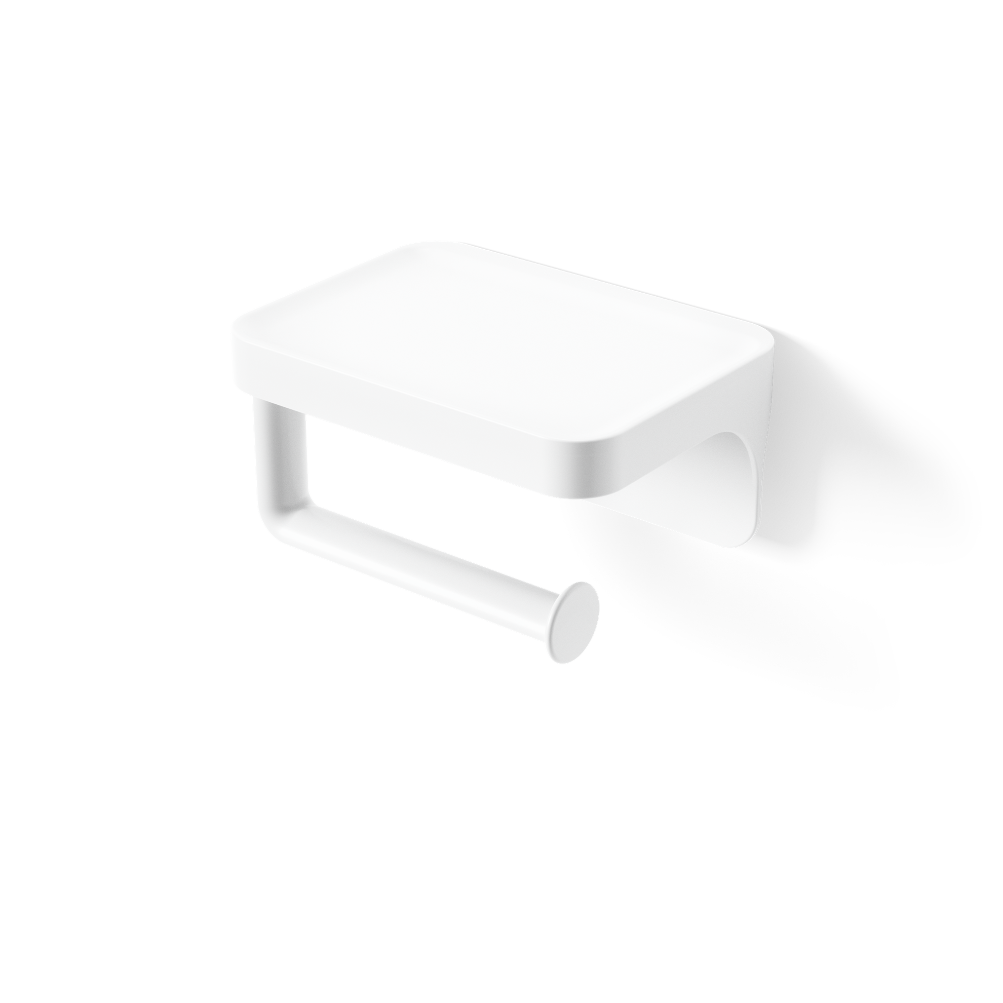 Nástěnný držák na toaletní papír s poličkou FLEX ADHESIVE bílý_1