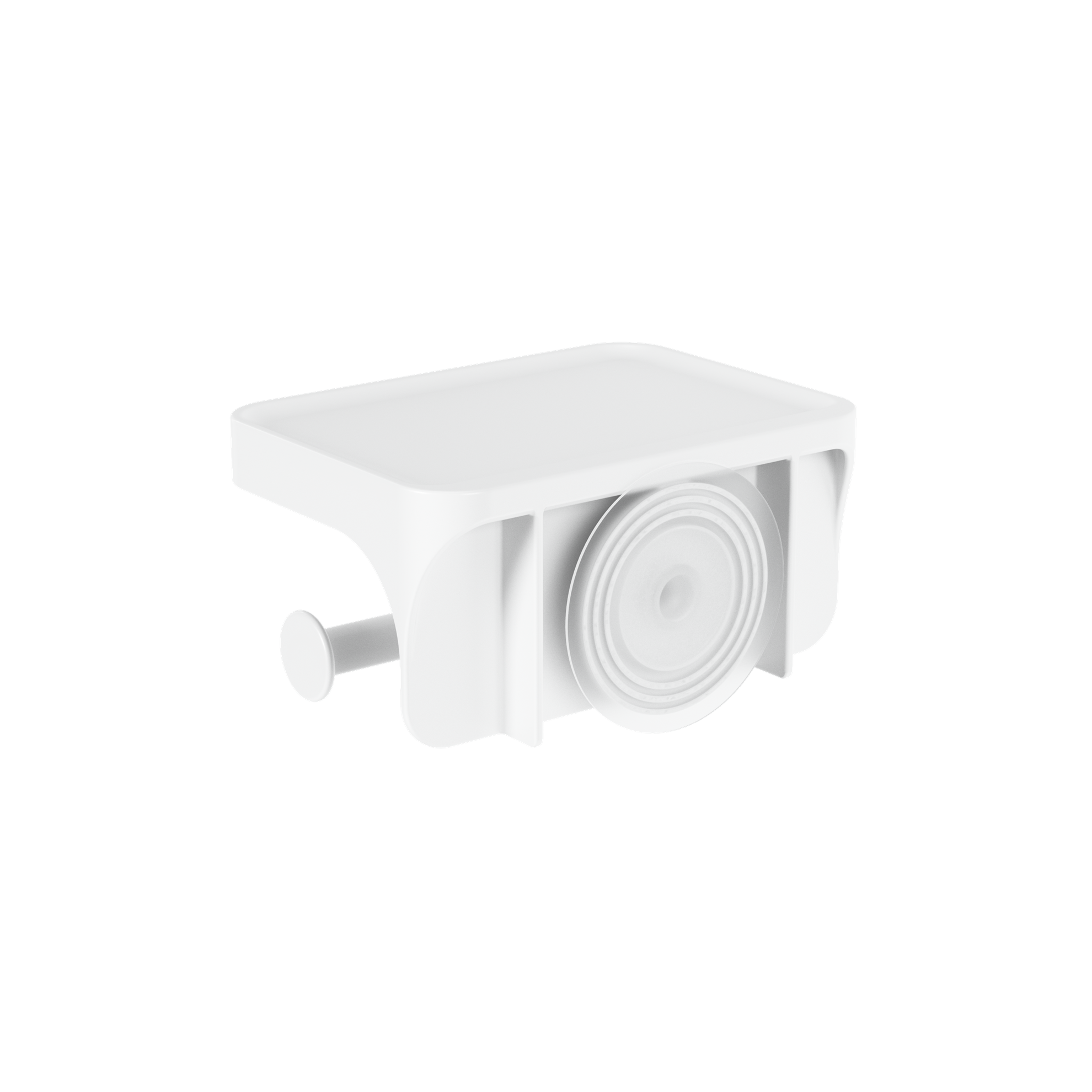 Nástěnný držák na toaletní papír s poličkou FLEX ADHESIVE bílý_5