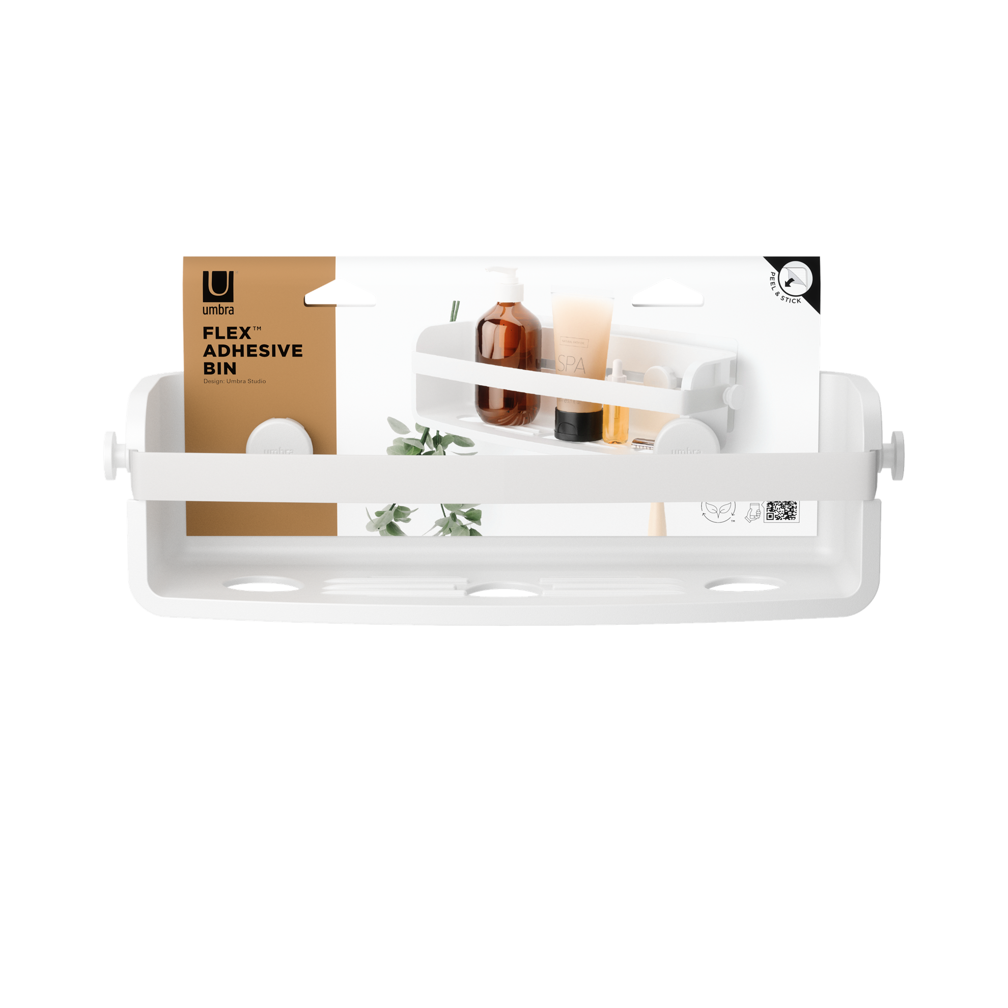 Koupelnová polička FLEX ADHESIVE 33 cm bílá_4