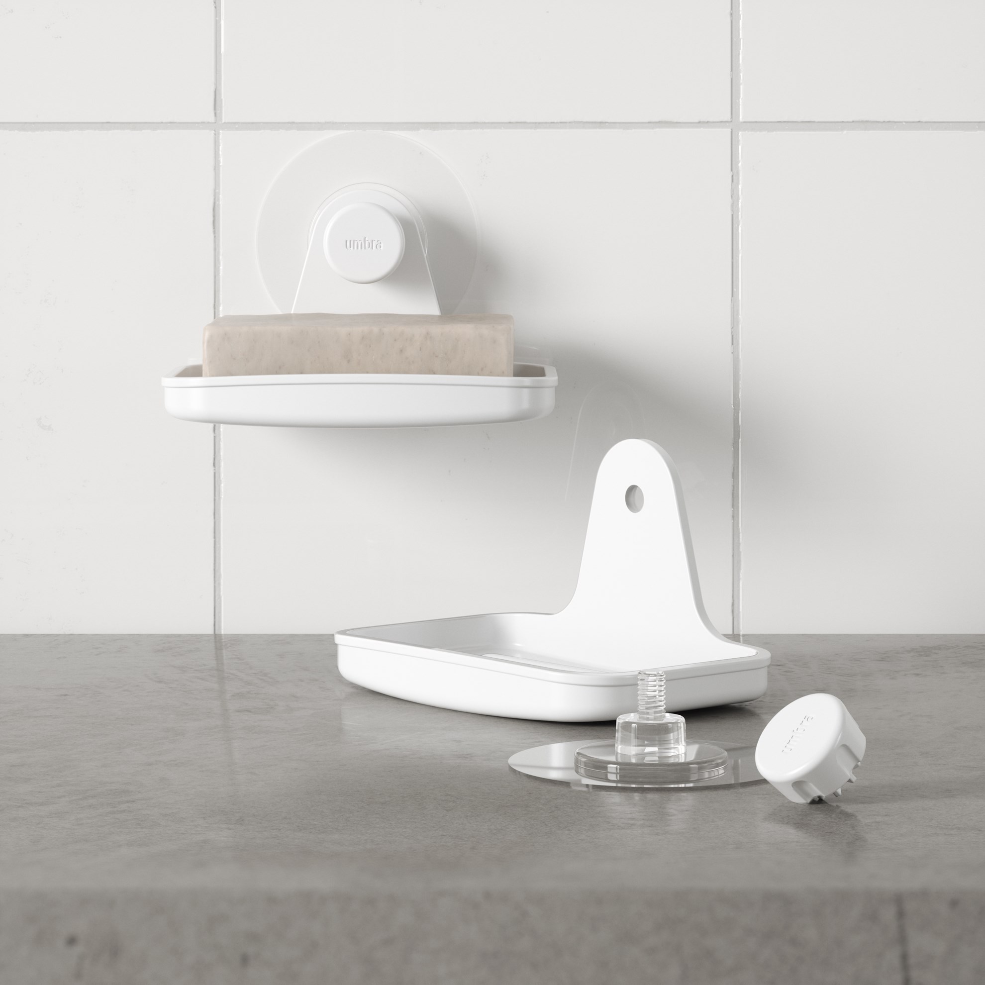 Nástěnná miska na mýdlo FLEX ADHESIVE bílá_1