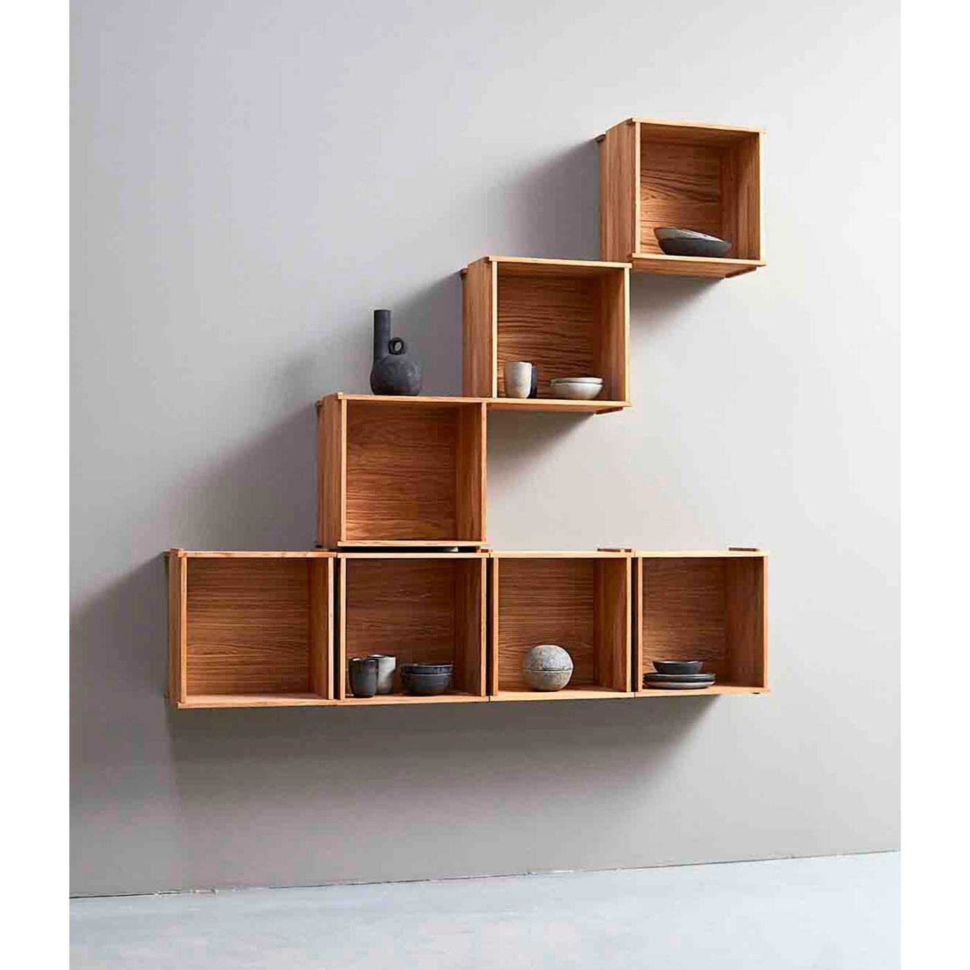 Dřevěná knihovna/police BLOCKS 45 x 45 cm, přírodní dub_3