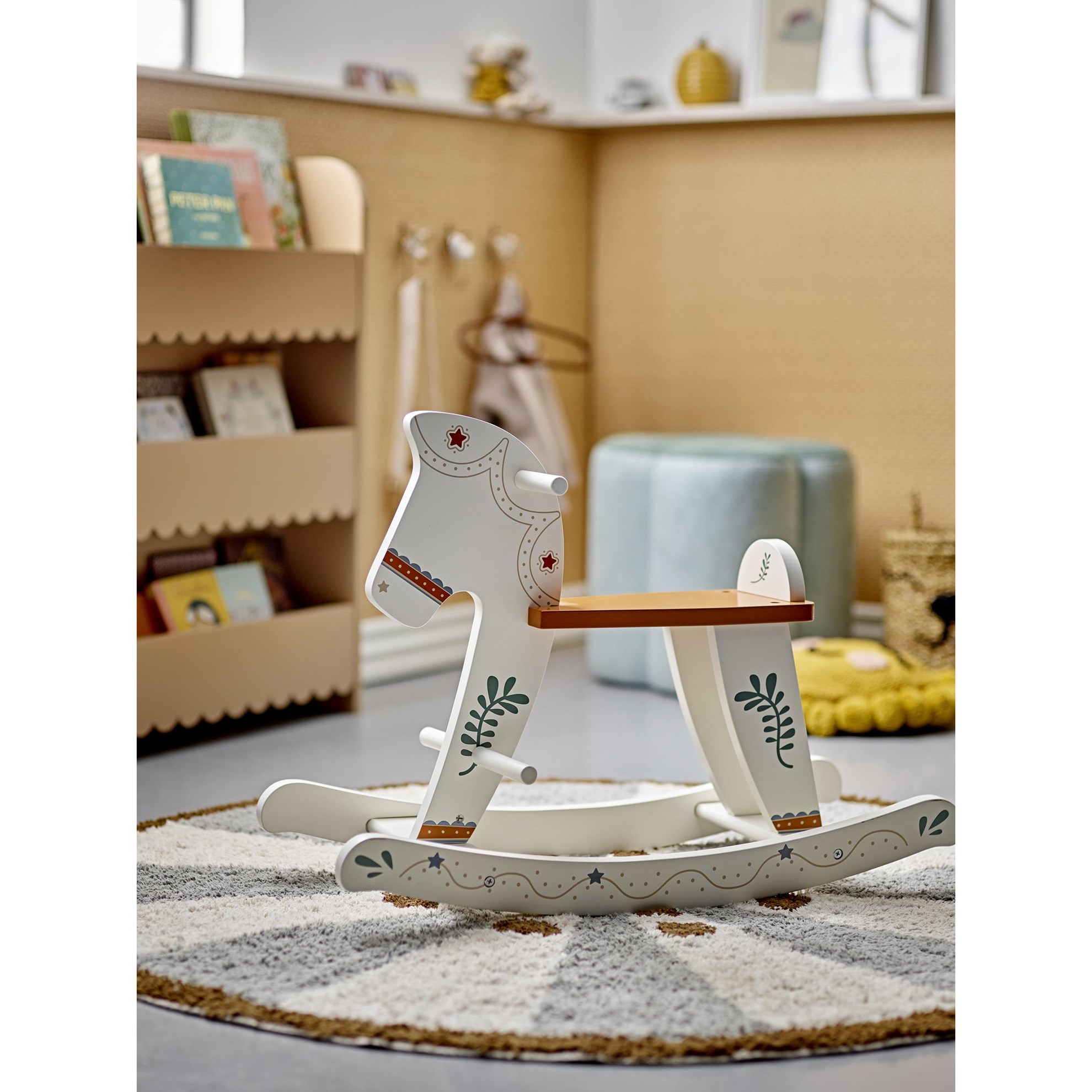 Dřevěný houpací kůň RUDDY V.45cm bílý_2