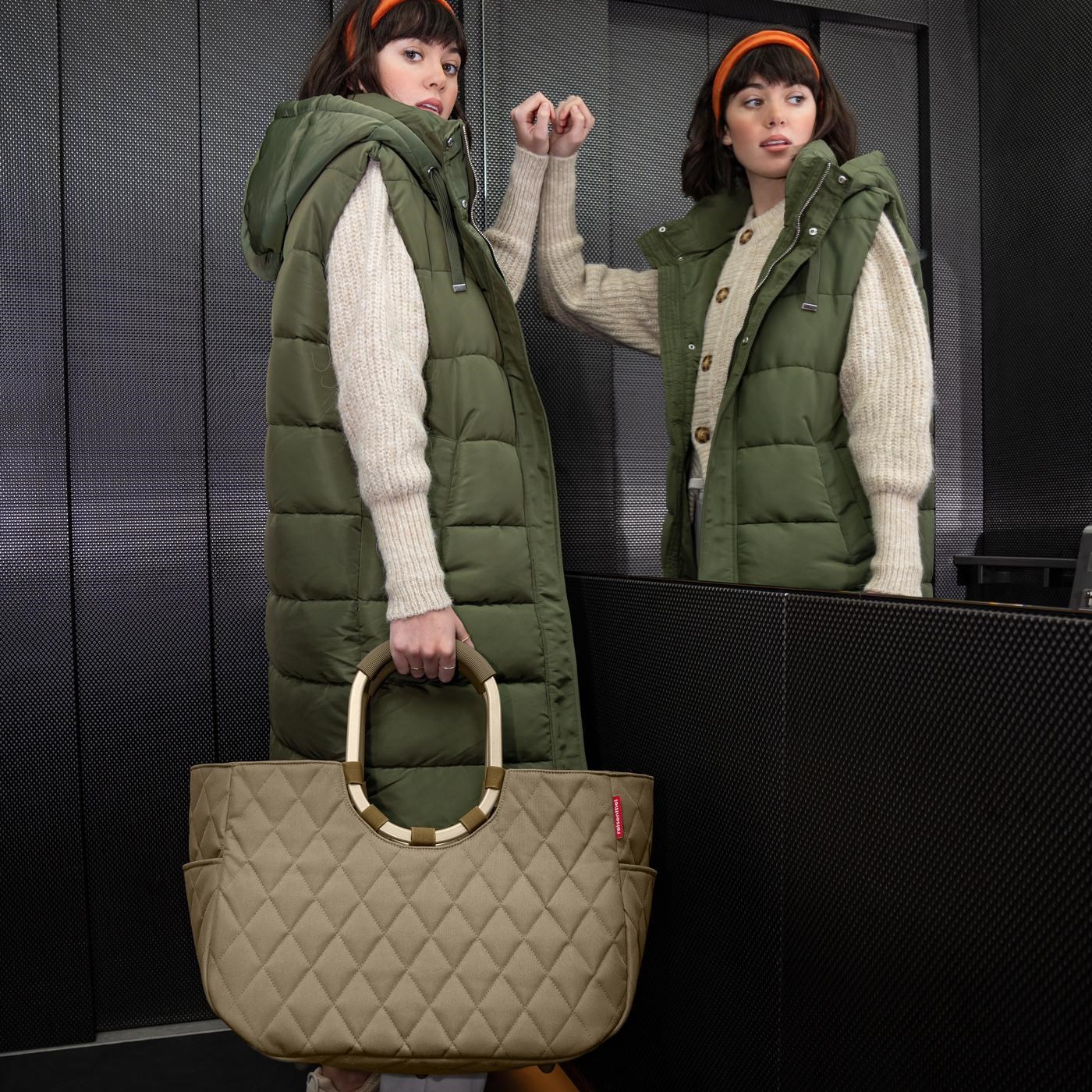 Módní taška Loopshopper L frame rhombus olive_0
