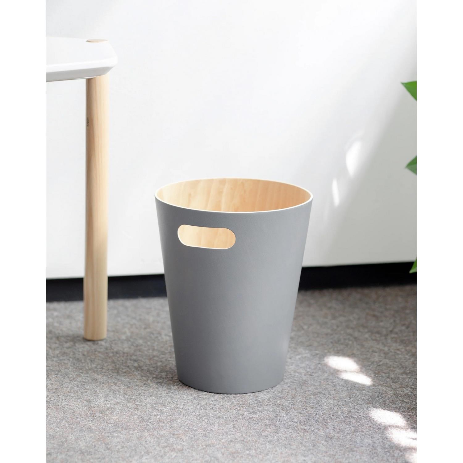 Odpadkový koš WOODROW 28 cm sv. šedý, přírodní_1