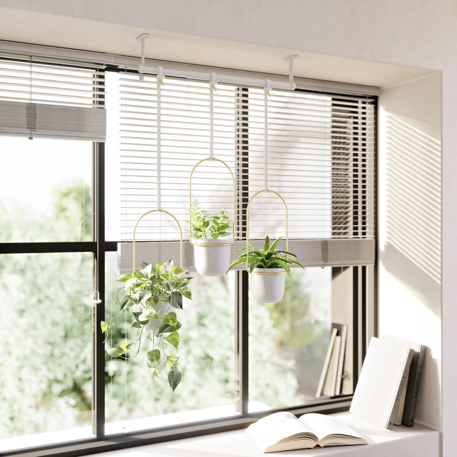 Květináče TRIFLORA SET/3ks bílá, mosazná_3