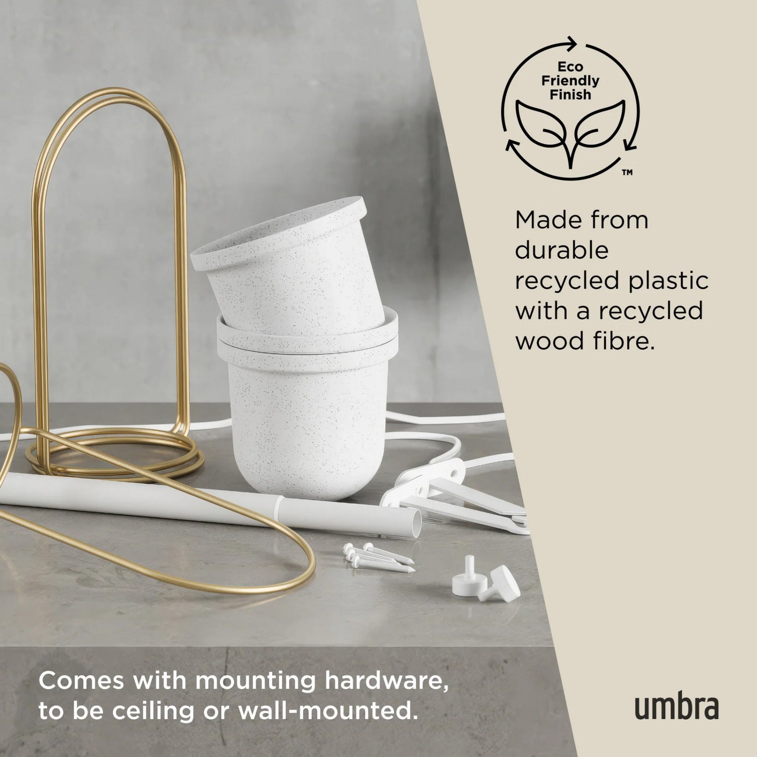 Květináče TRIFLORA SET/3ks bílá, mosazná_4