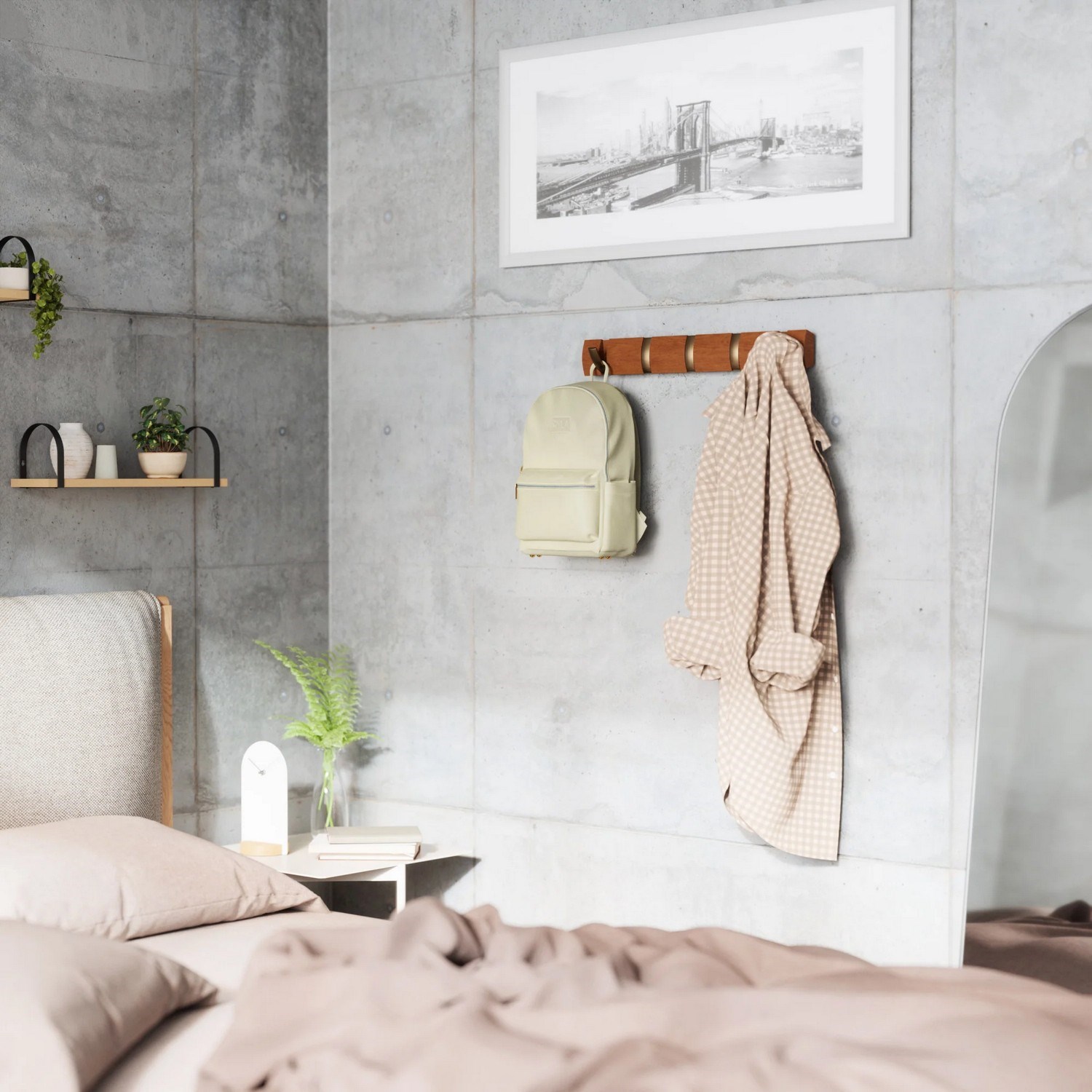 Věšák na zeď FLIP 5 háčků light walnut, warm gold_2