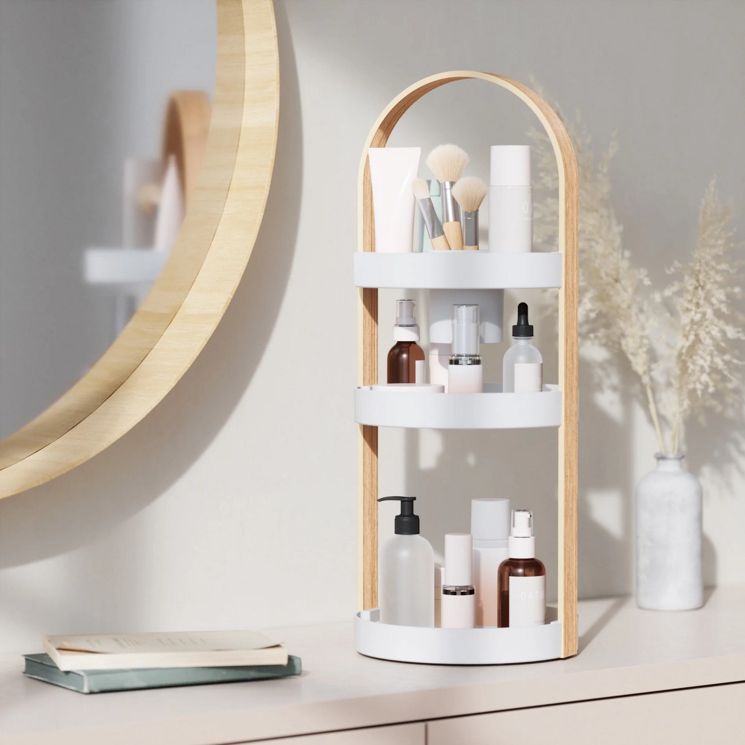 Organizér na kosmetiku BELLWOOD bílá, přírodní_0