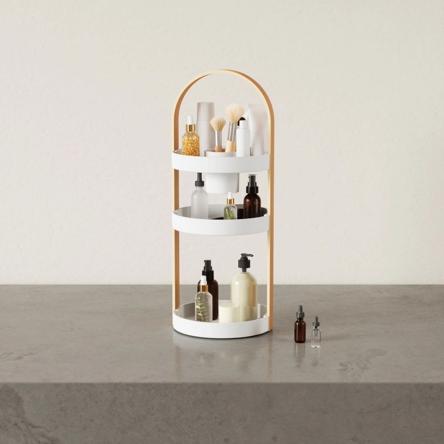 Organizér na kosmetiku BELLWOOD bílá, přírodní_2