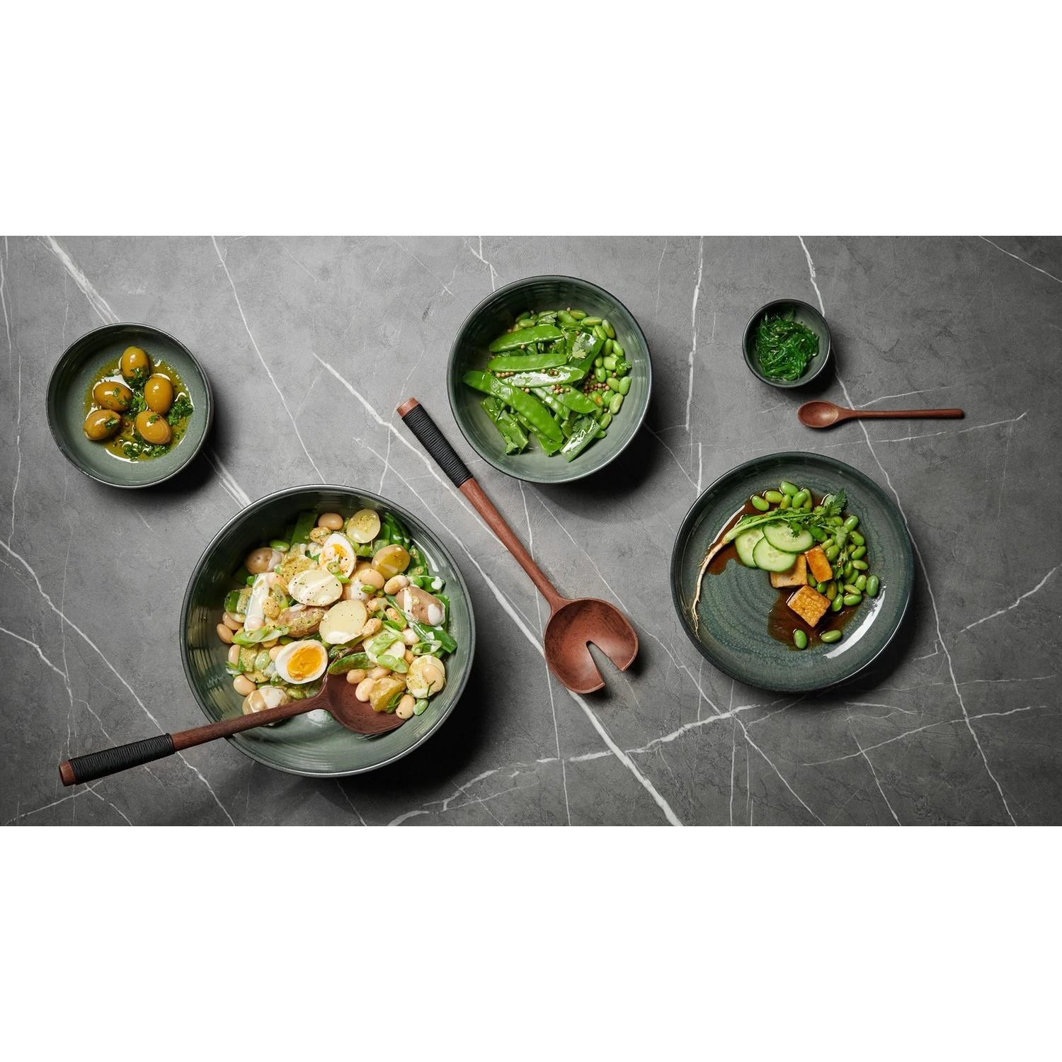 Příbor na salát WOOD s černou nylonovou rukojetí SET/2ks hnědý_0