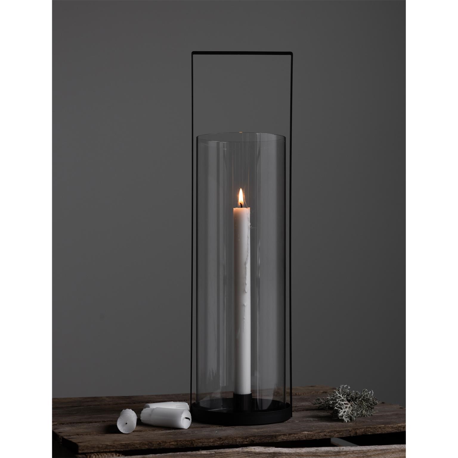 Skleněná lucerna v kovovém stojanu KVARNVIK L 15x50cm černá_3