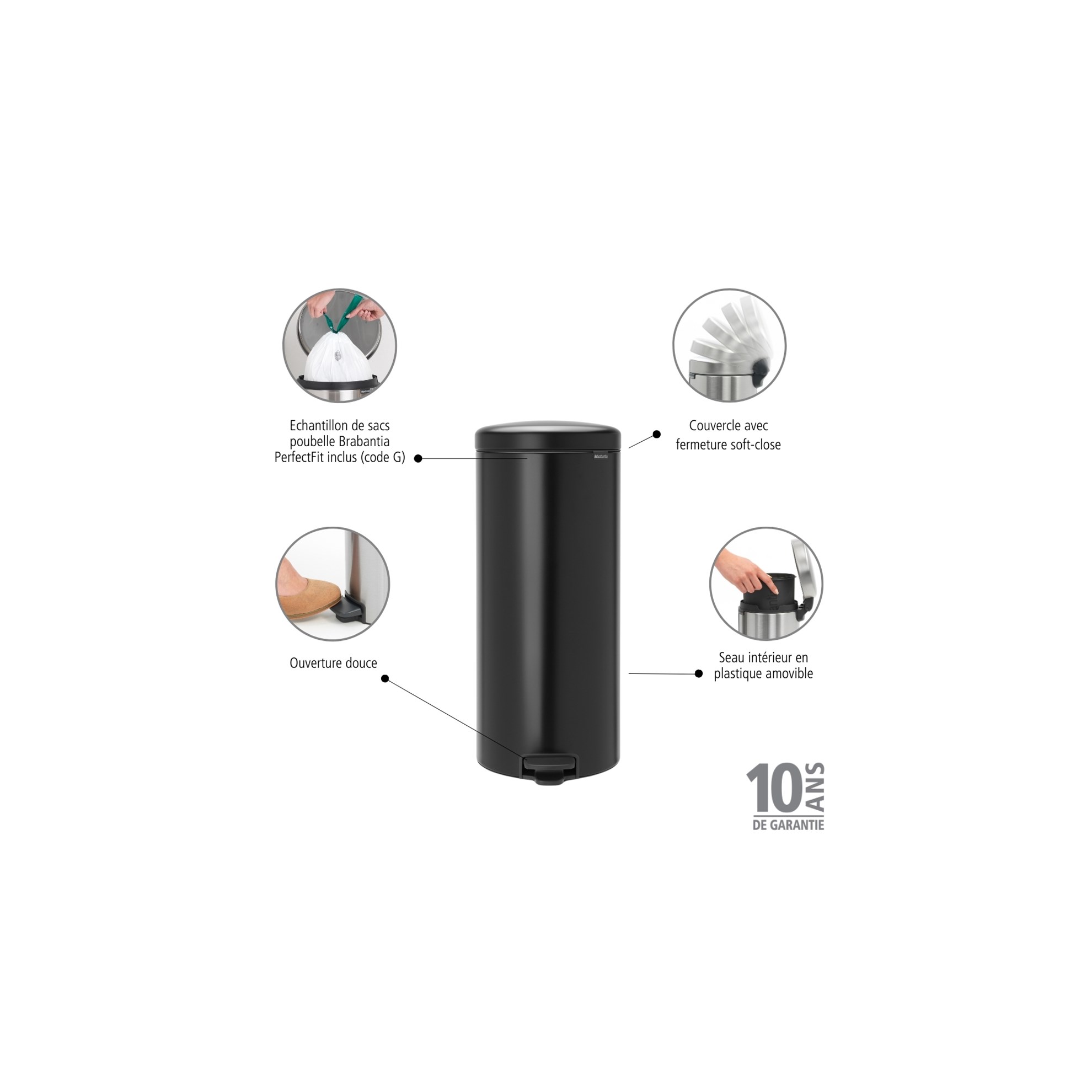 Pedálový odpadkový koš Brabantia NEW ICON 30l černý_5