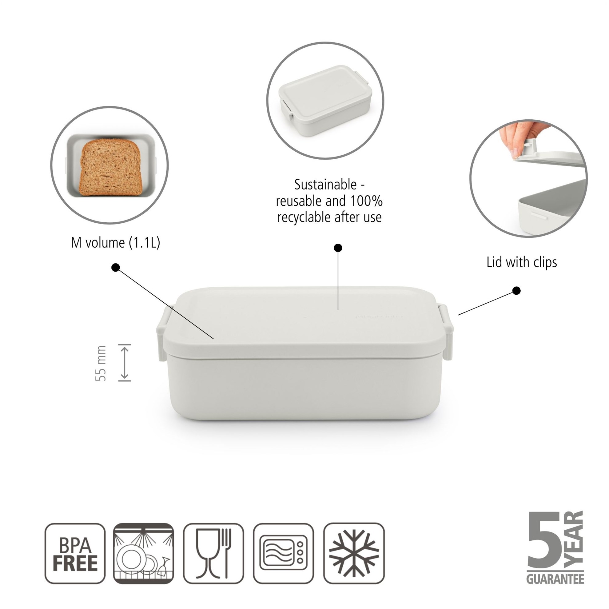 Obědový box Brabantia MAKE&TAKE 1l světle šedý_2