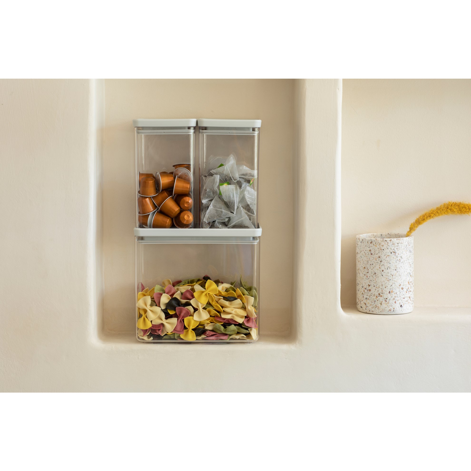 Sada plastových dóz Brabantia SQUARE-2x1,6l/1x3,5l SET/3ks světle šedé_0