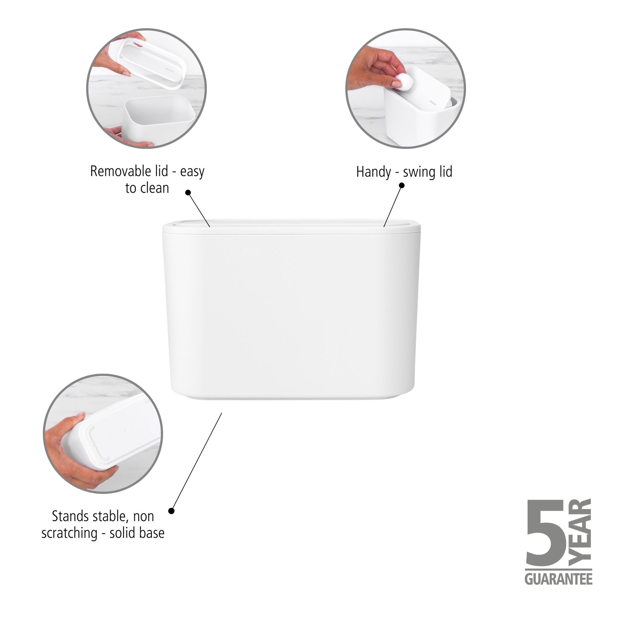 Mini odpadkový koš Brabantia MINDSET 15x8,5cm tmavě bílý_2