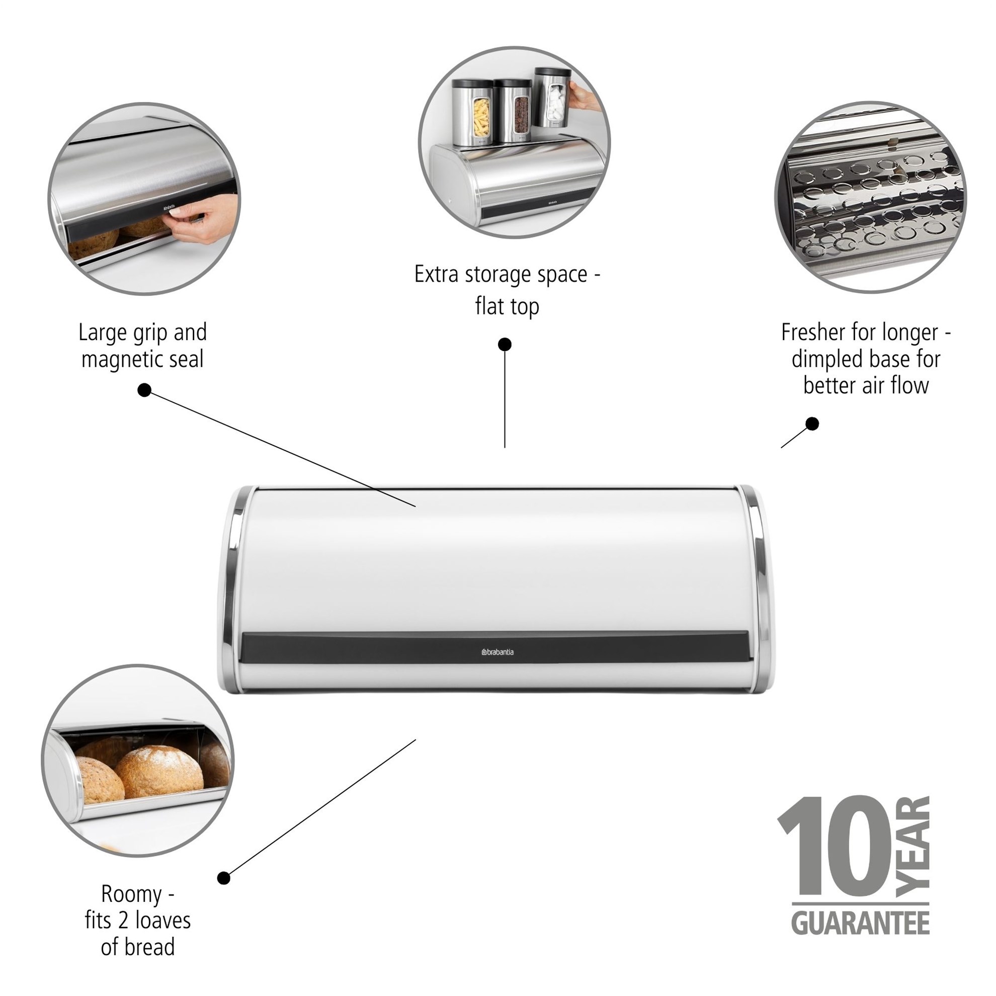 Chlebník Brabantia ROLL TOP 44,5x26cm bílý_7