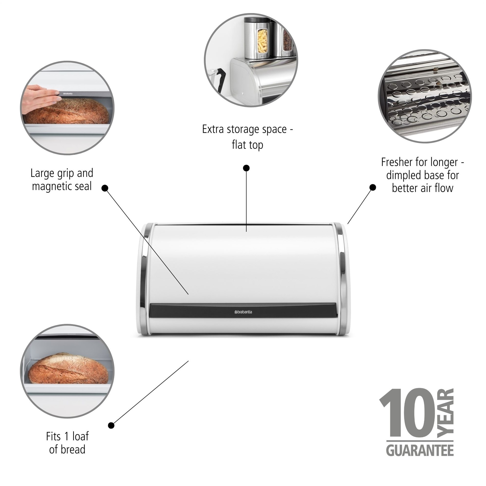 Chlebník Brabantia ROLL TOP 31,5x26,5cm bílý_1