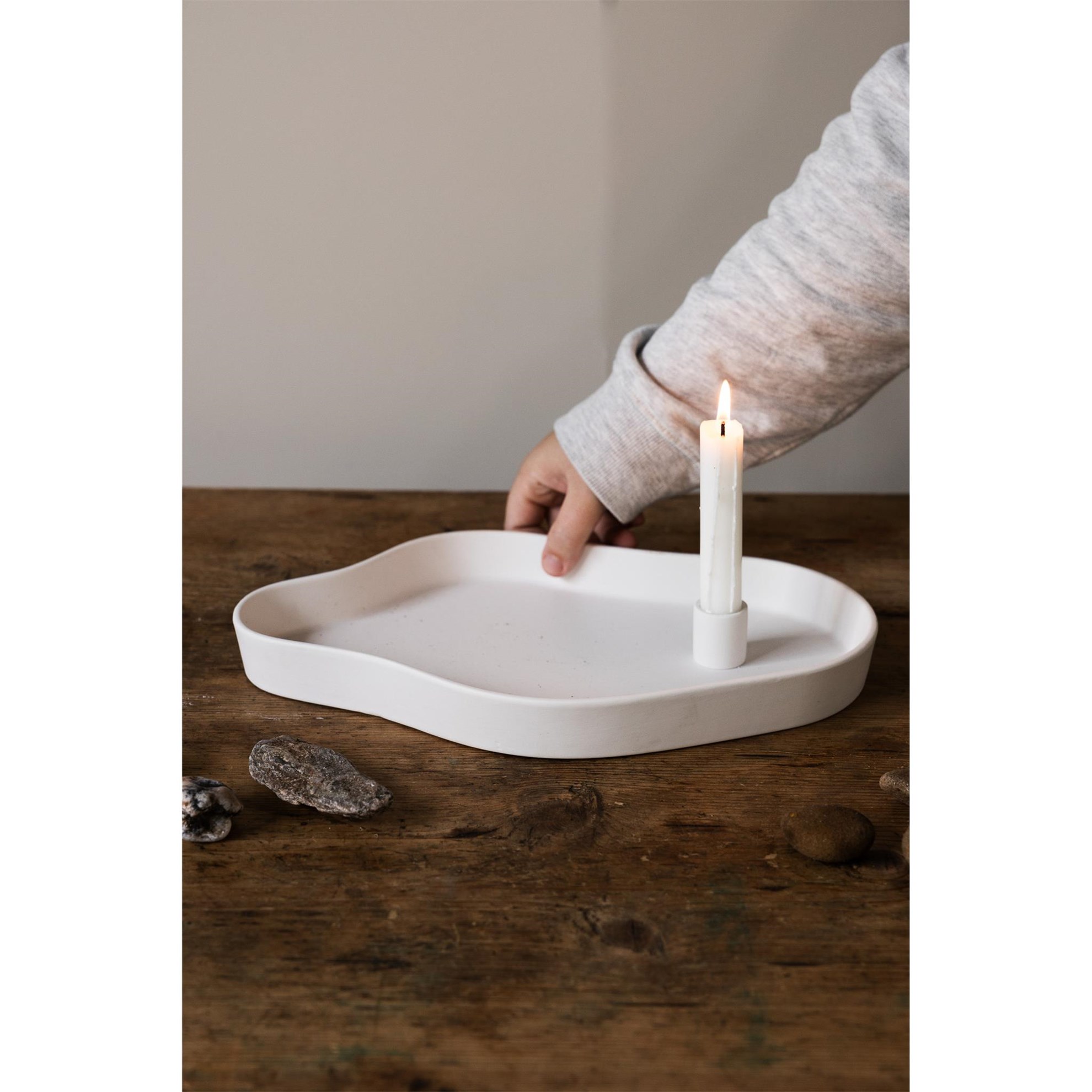 Talíř na svíčku VÄNERN 34x22x4cm bílý_4
