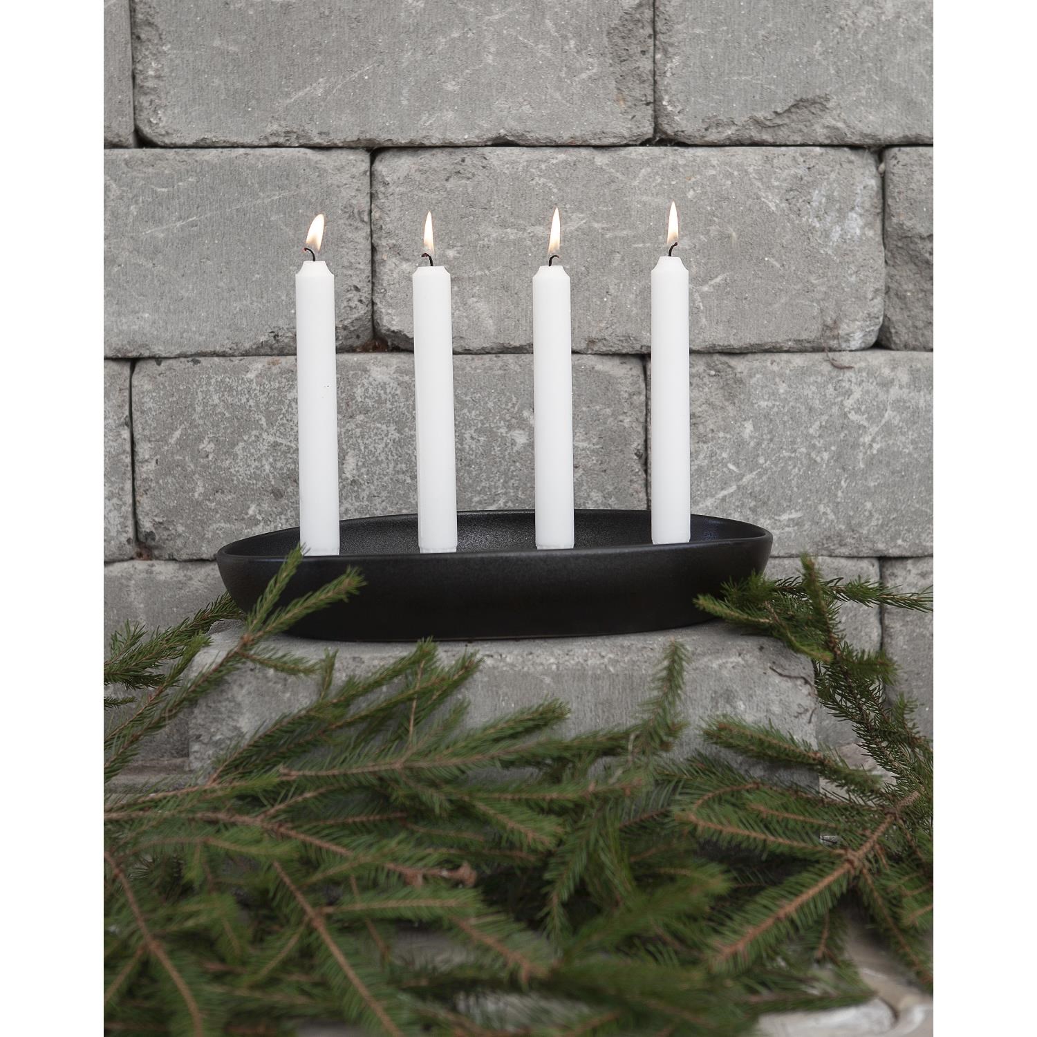 Keramický svícen GRÖNDAL na 4svíčky v řadě D.32cm černý lesklý_3