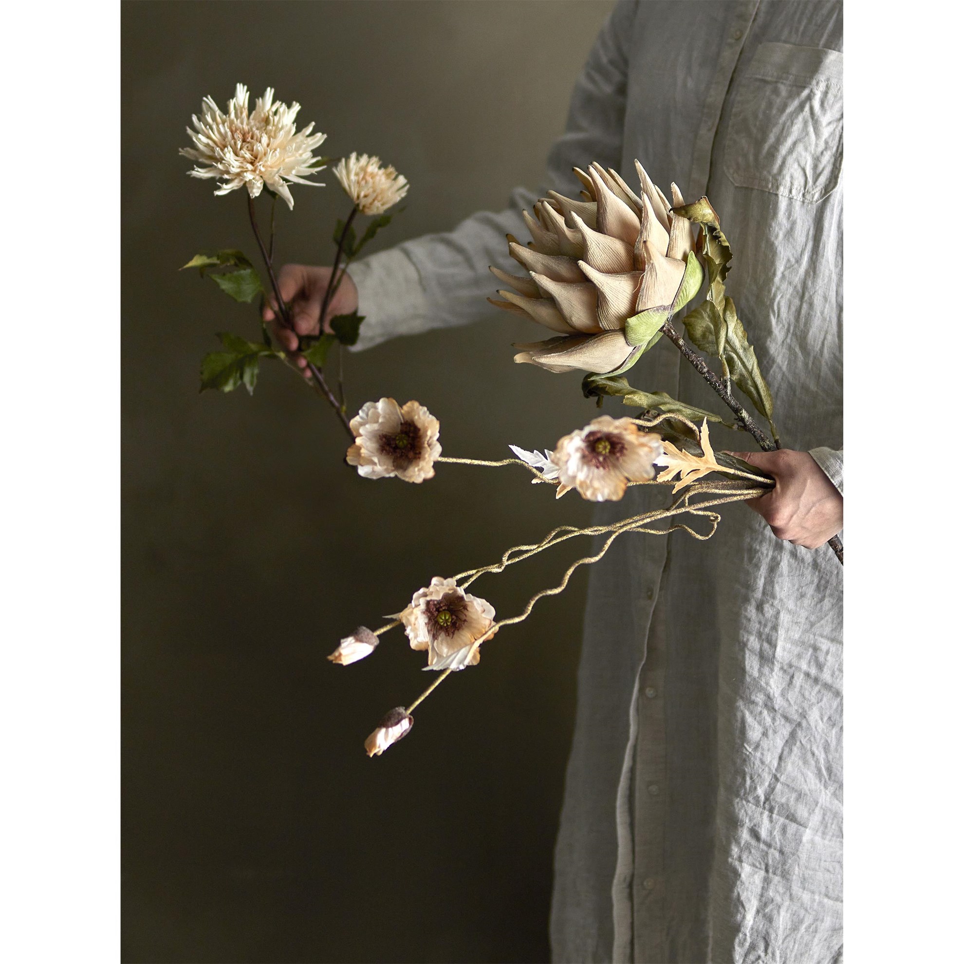 Umělá květina chryzantémy V.80cm přírodní_5