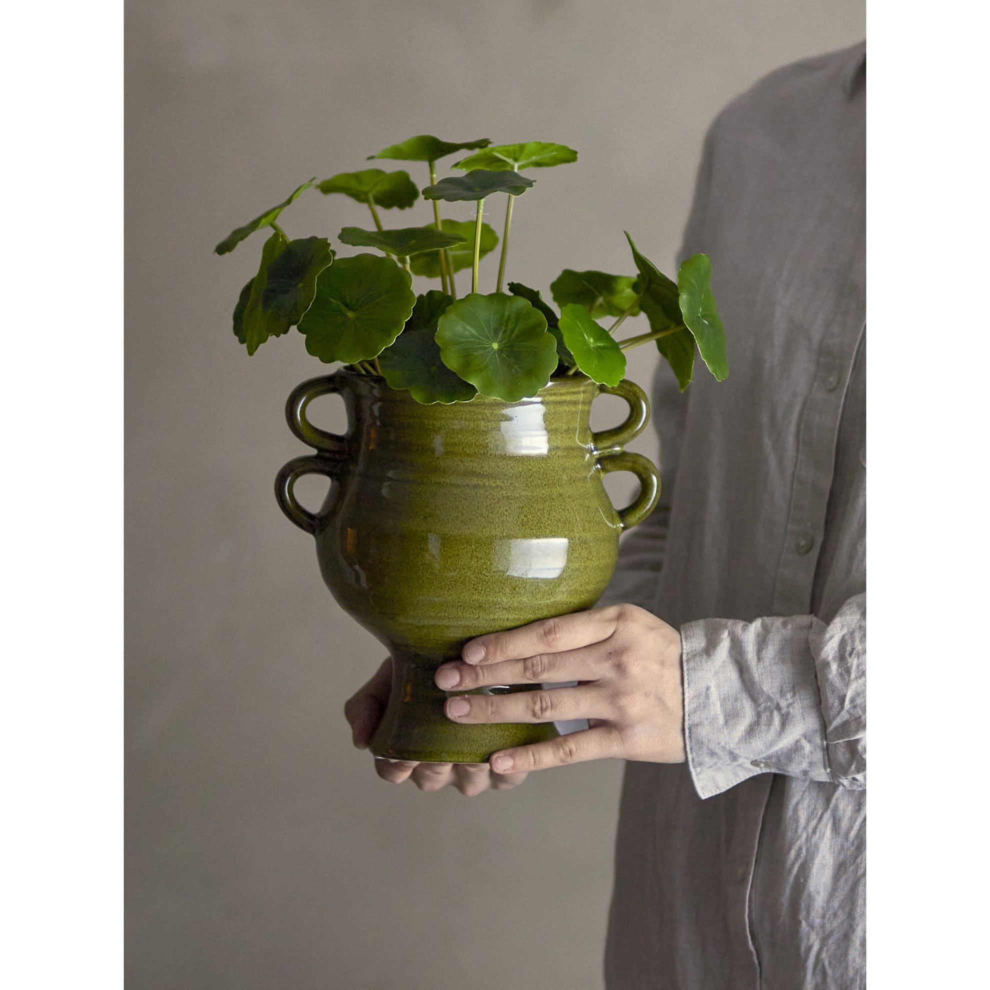 Umělá květina v květináči COPPER V.30,5cm zelená_0