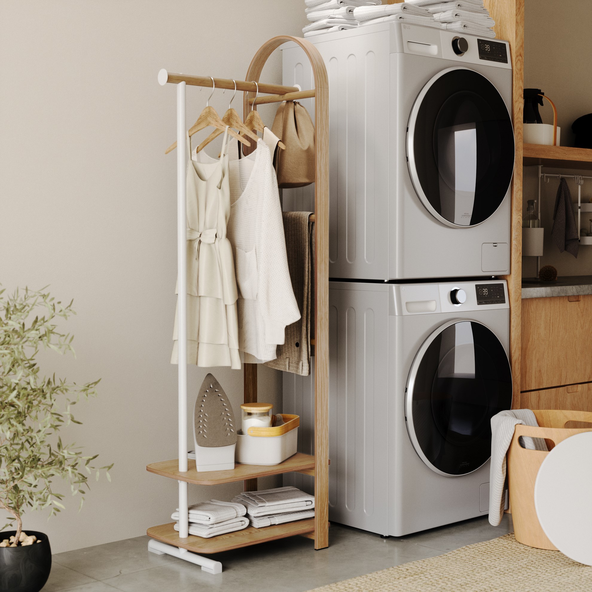 Stojan/věšák s policemi na oděvy Umbra BELLWOOD V.167cm přírodní_5