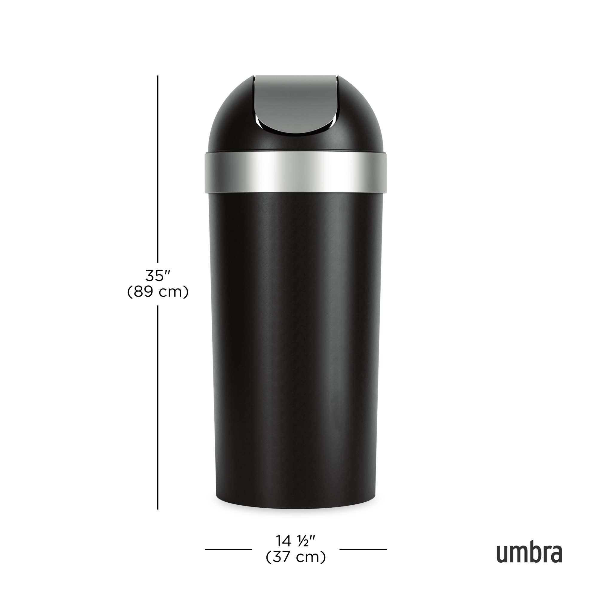 Odpadkový koš s výklopným víkem Umbra VENTI CAN 62l černý/nikl_1