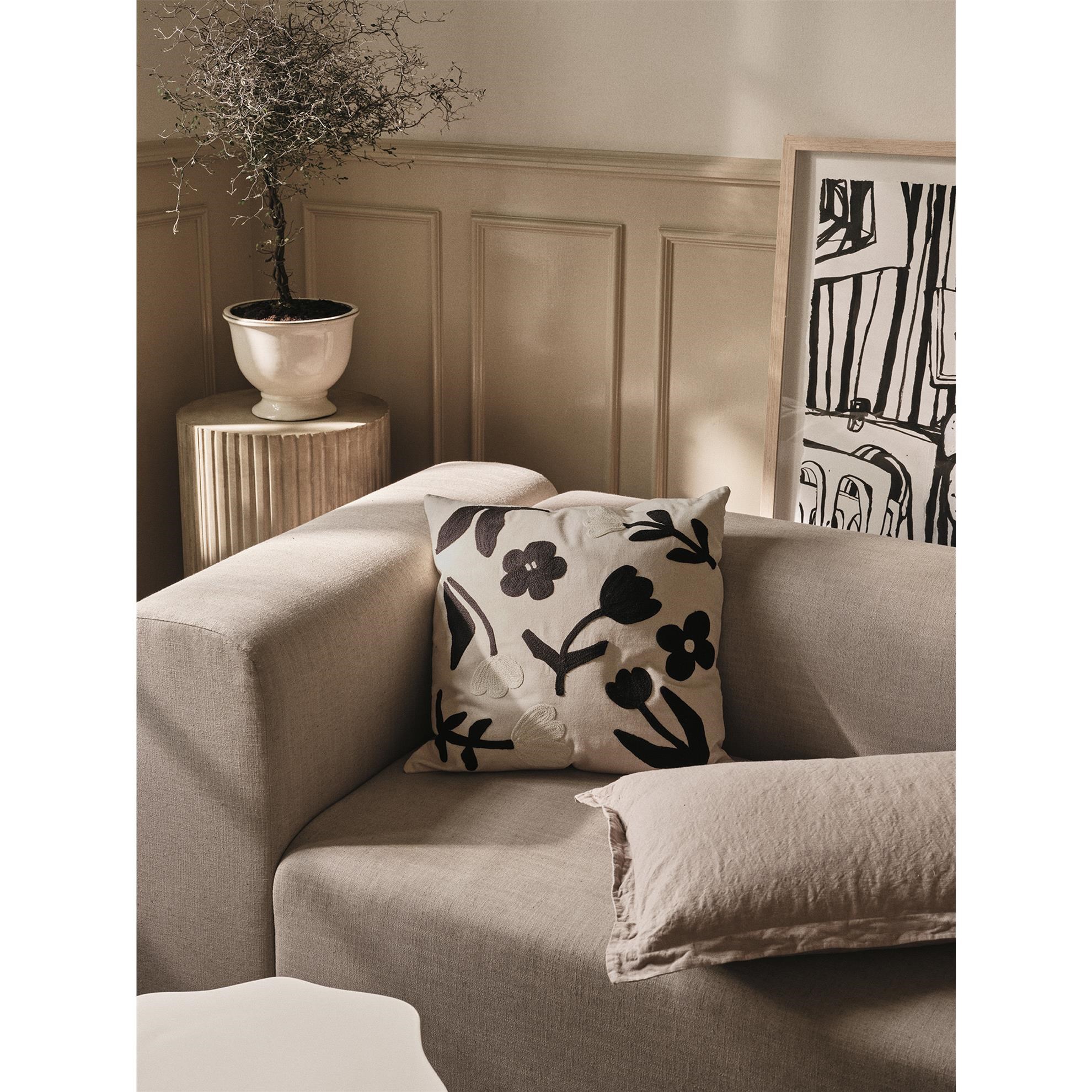 Povlak na polštář Broste ROSITA 50x50cm krémovo-černý_0