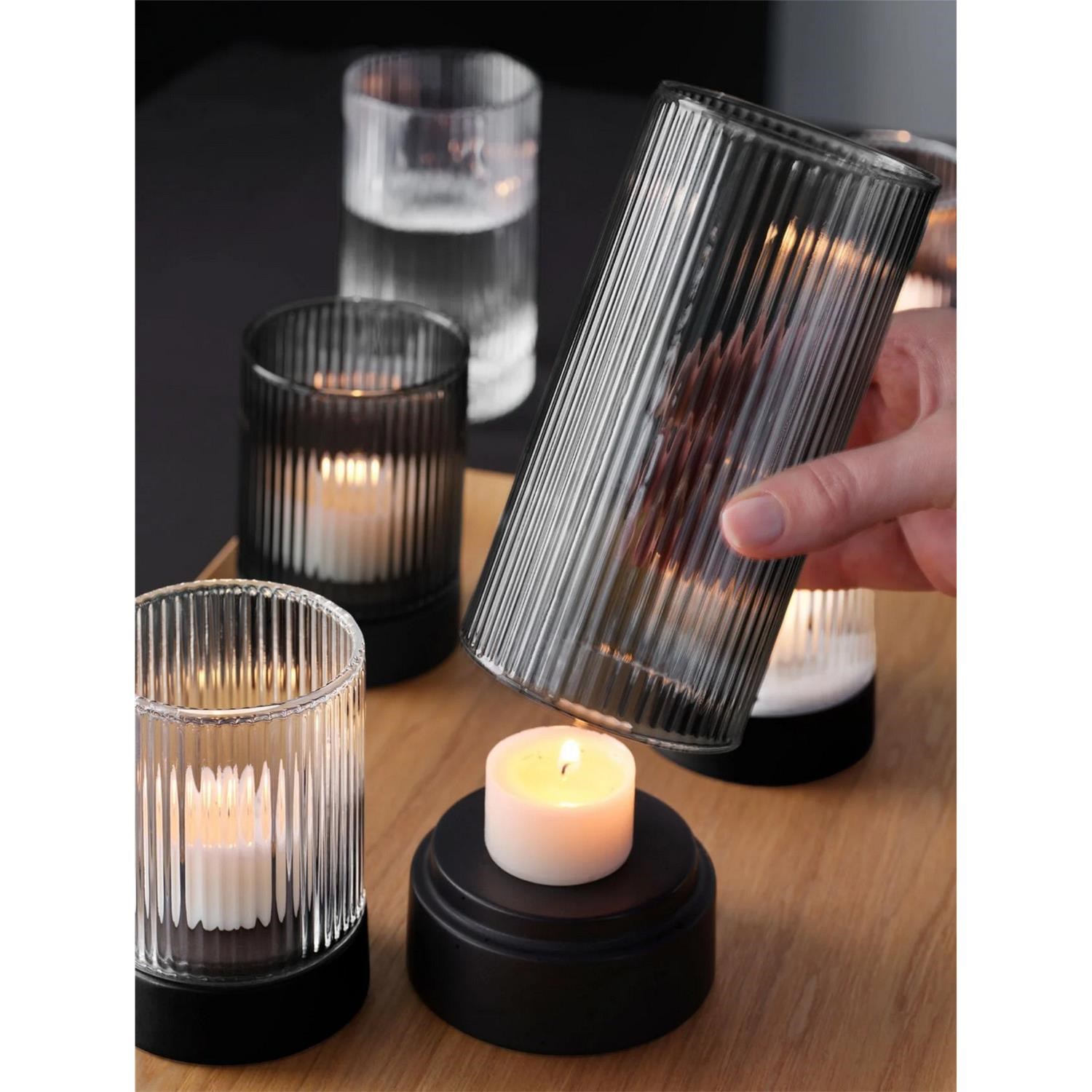 Svícen na čajovou svíčku JUNA V.9,6cm šedý_1