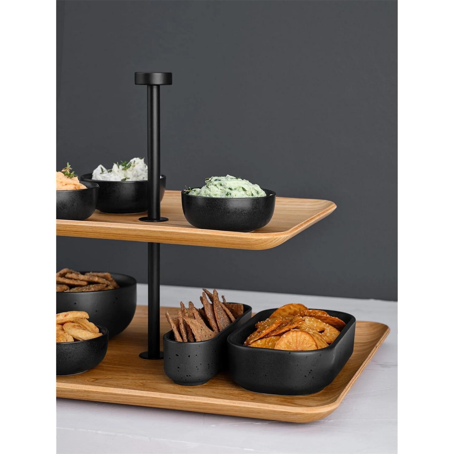 Etažér dvoupatrový obdelníkový WOOD V.25cm hnědý_0