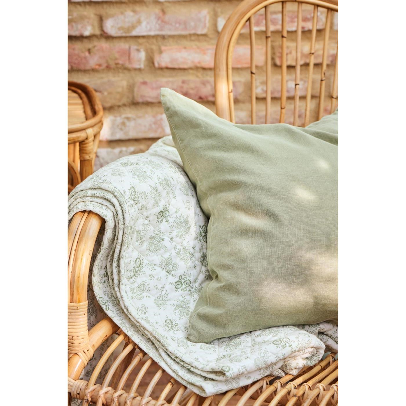 Prošívaná květovaná deka/přehoz Ib Laursen zeleno-bílá 180x130 cm_1