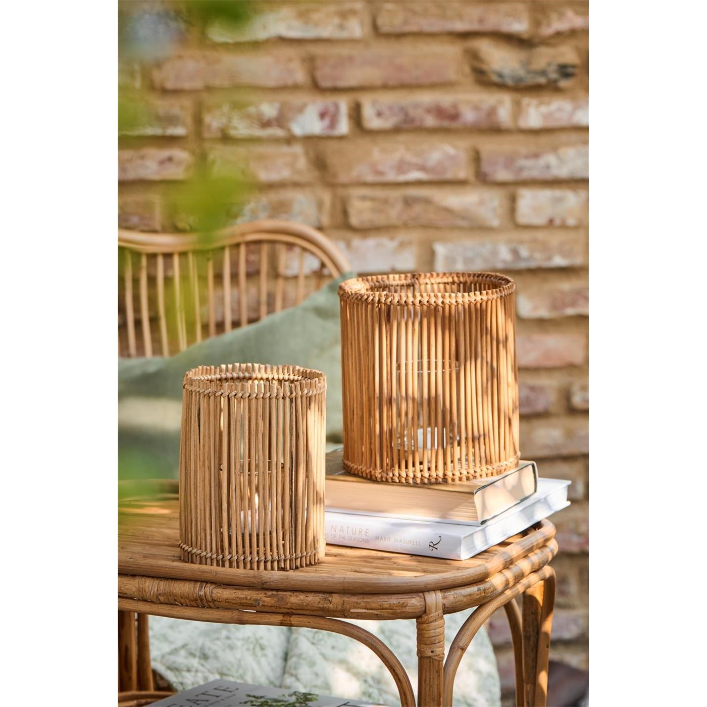 Ratanový svícen kulatý Ib Laursen se sklem_0