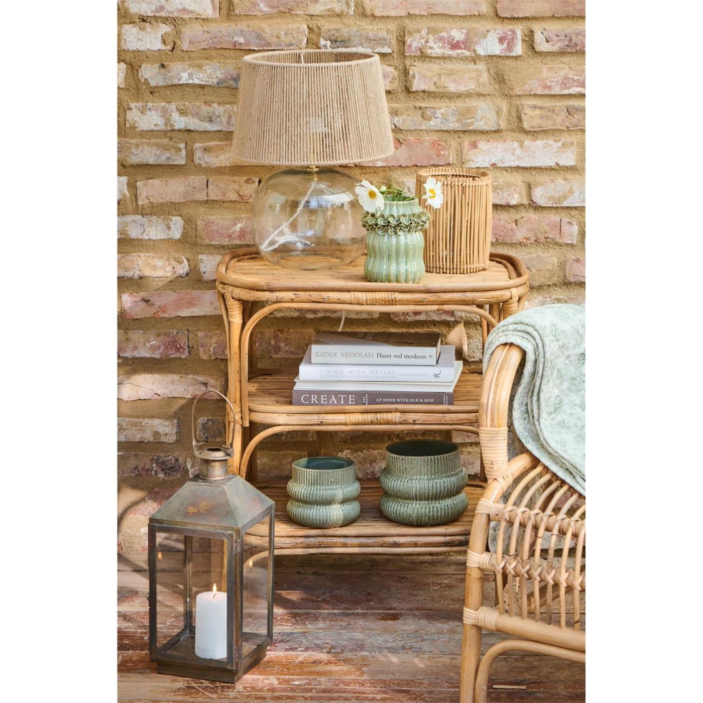 Ratanový svícen kulatý Ib Laursen se sklem_1