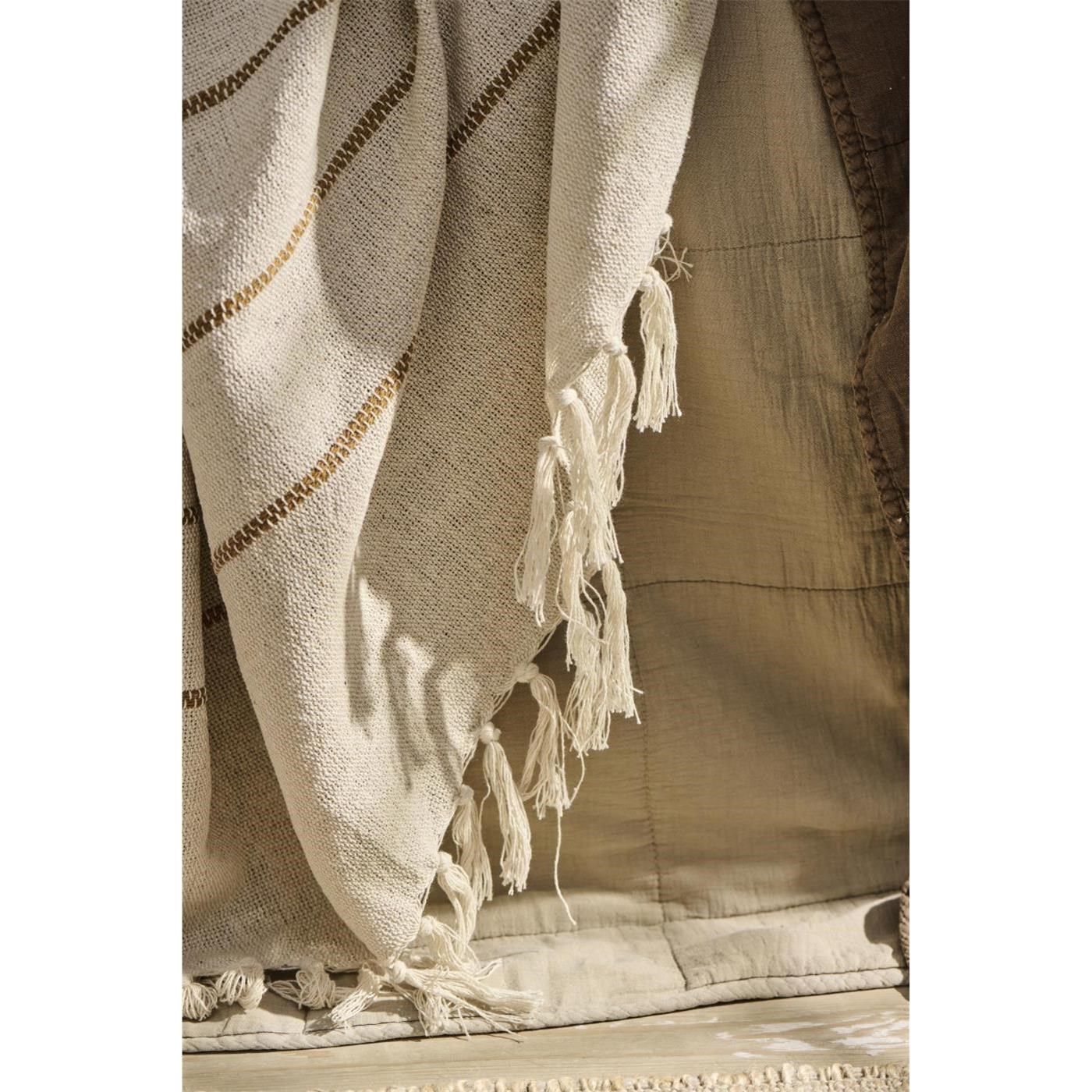 Pléd/přehoz Ib Laursen s hnědými pruhy 130x160 cm_0