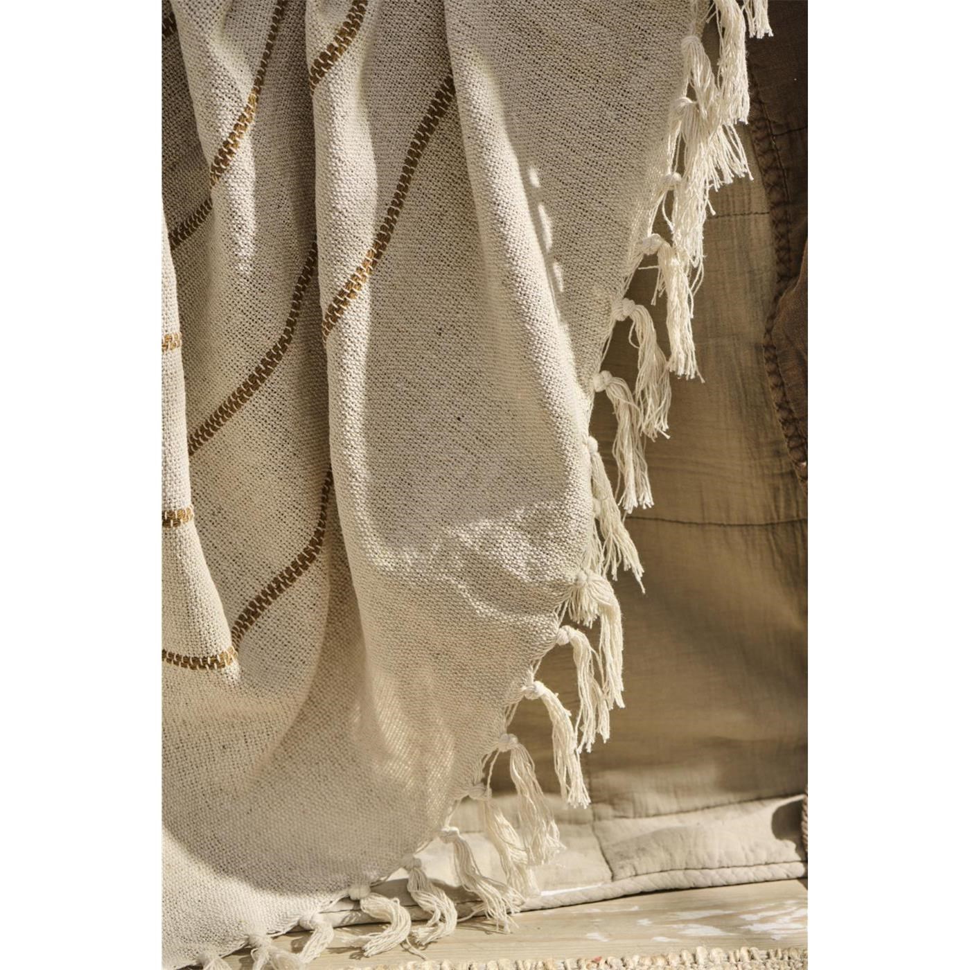 Pléd/přehoz Ib Laursen s hnědými pruhy 130x160 cm_1