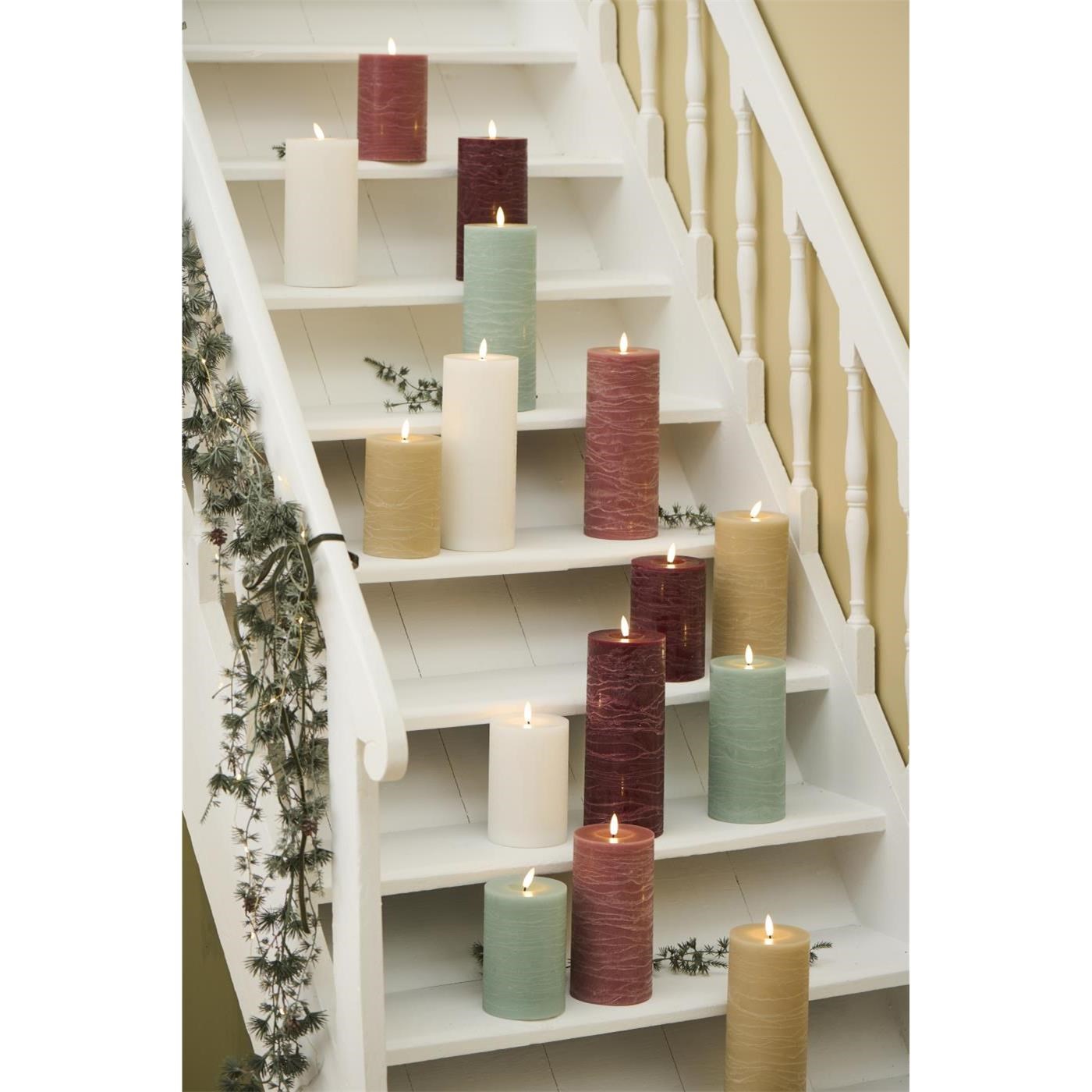 LED svíčka Ib Laursen 10x15 cm s teplým plamenem mintová_1