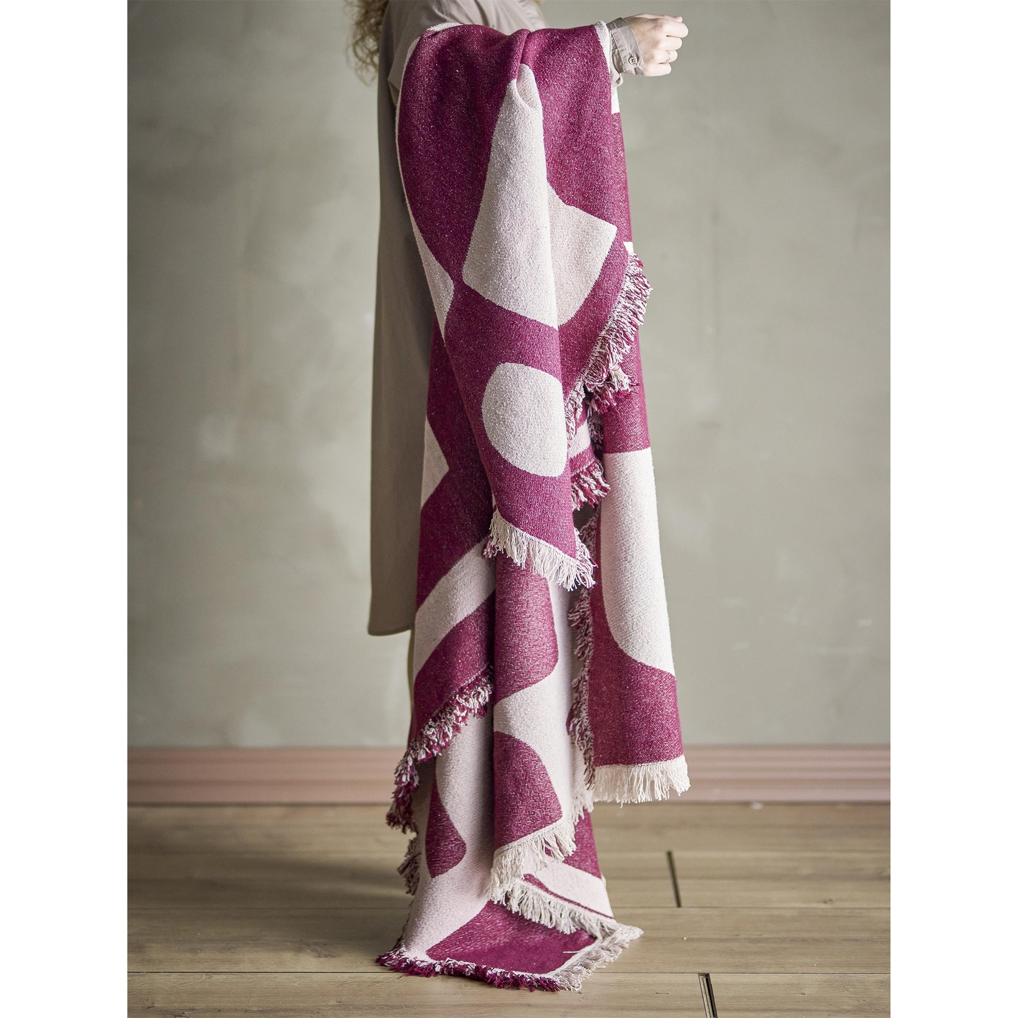 Pléd z recyklované bavlny OLICA 160x130cm červený_2