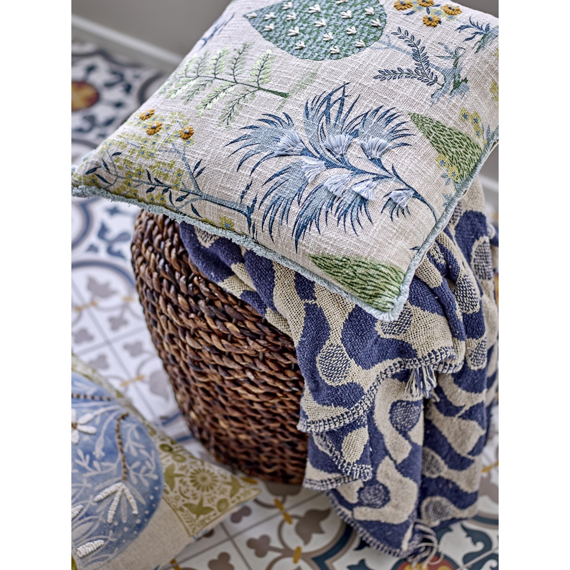 Pléd z recyklované bavlny SANTENA 160x130cm modrý_4