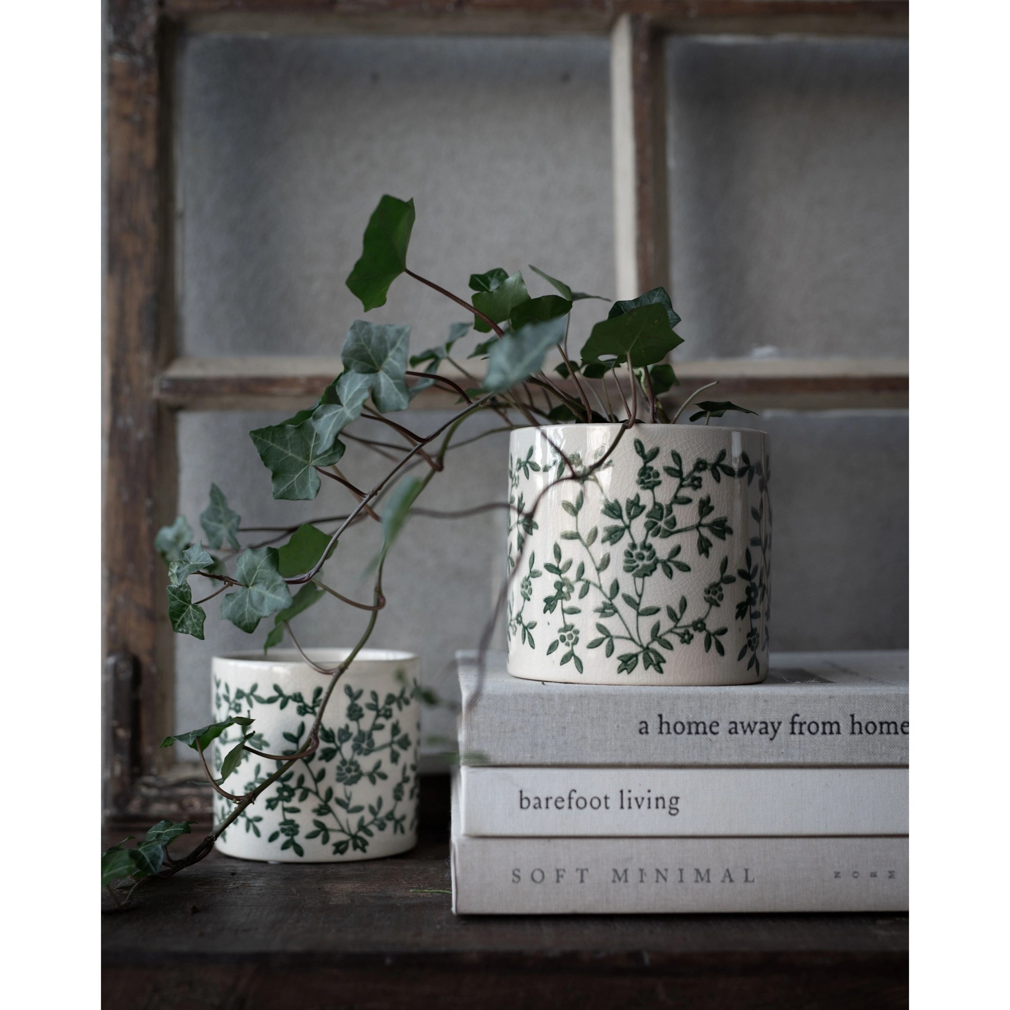 Květináče WILHELMINA V.15/12/10cm SET/3ks bílo-zelené_0