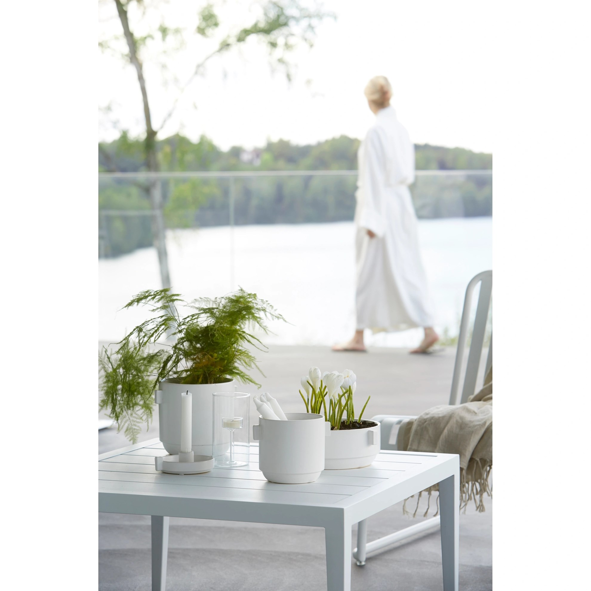 Kameninový květináč RACHEL V.14cm bílý_0