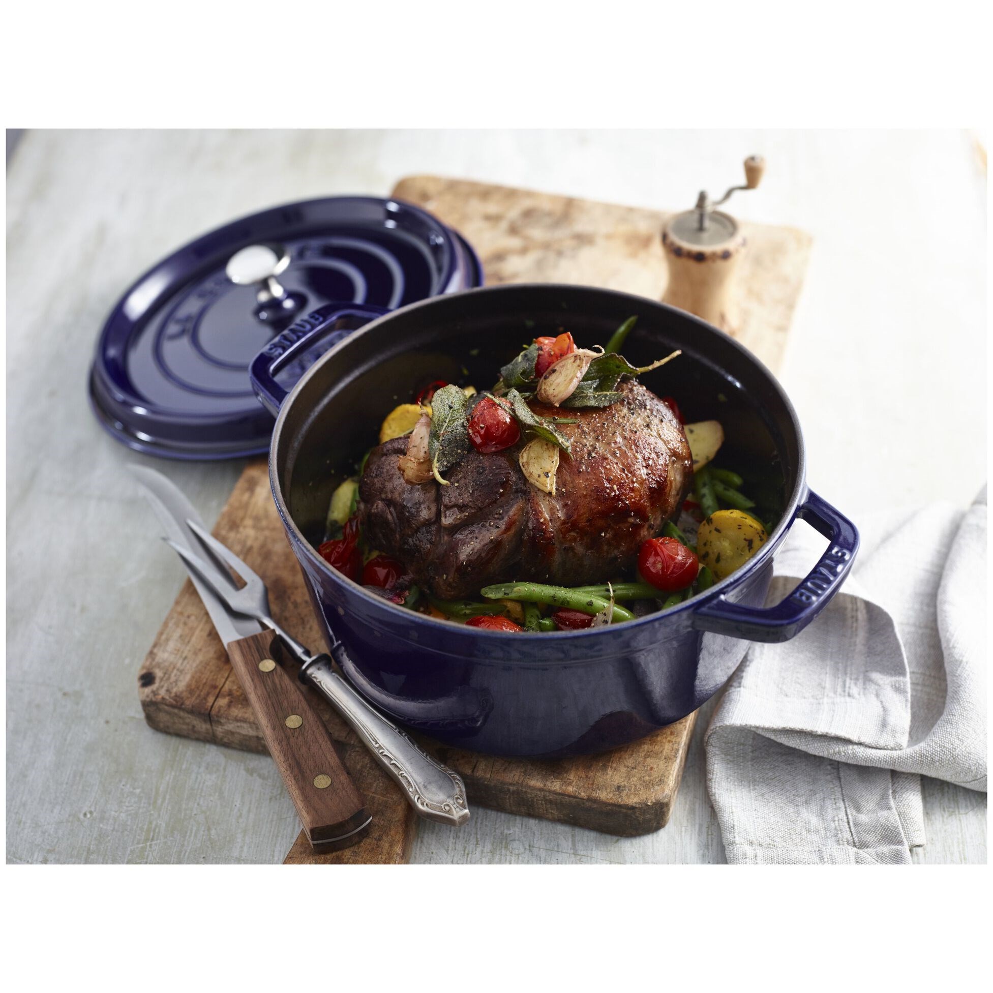 Hrnec STAUB  kulatý 22cm modrý 2,6l_0