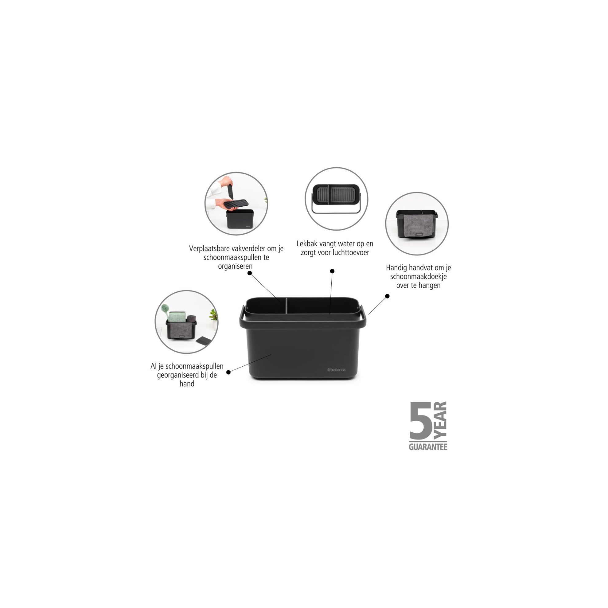 Organizér ke dřezu Brabantia SINKSIDE tmavě šedý_4