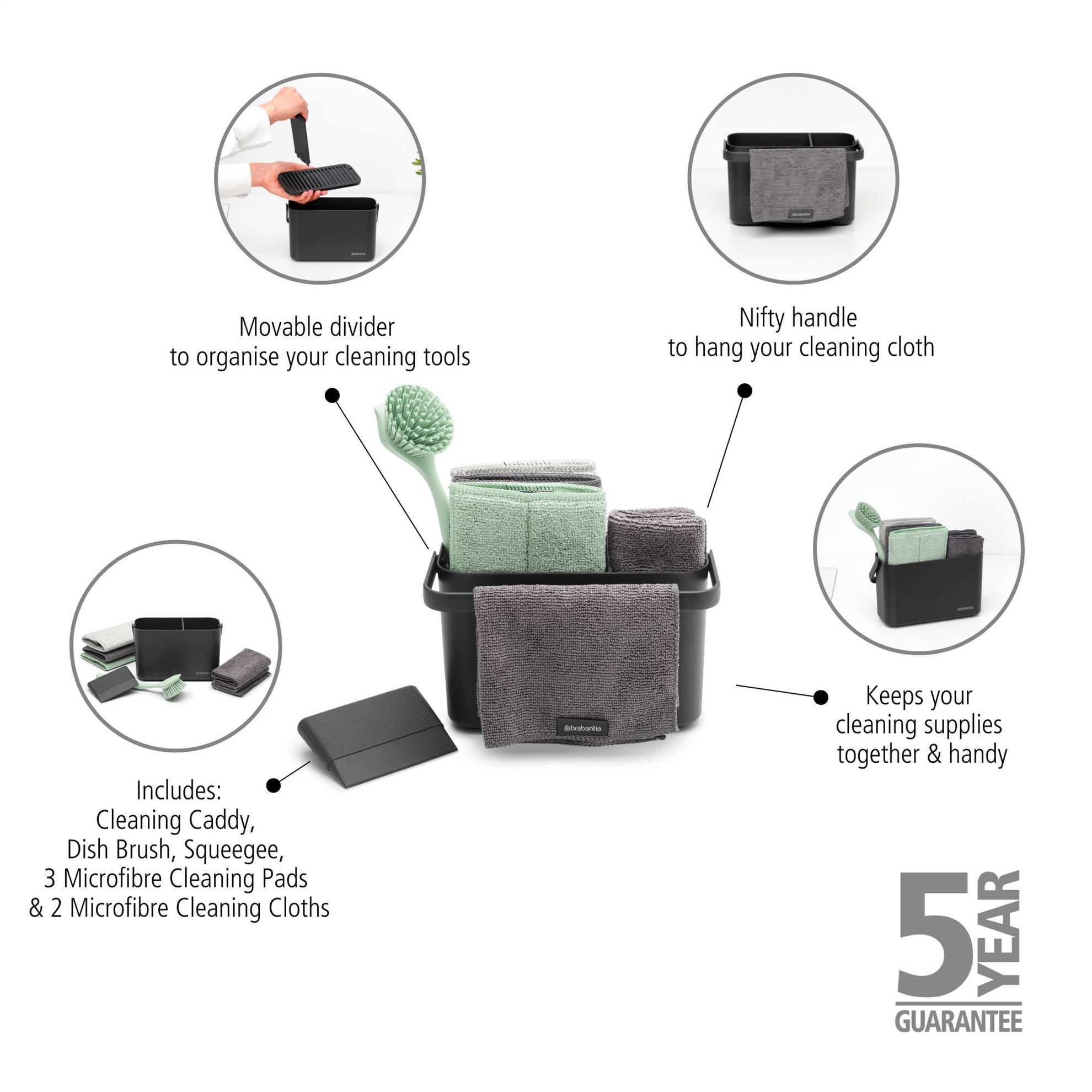 Organizér ke dřezu Brabantia SINKSIDE SET/8ks tmavě šedý_6