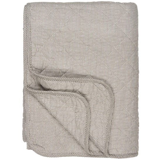 Prošívaná deka/přehoz Ib Laursen bílo-hnědý proužek_0